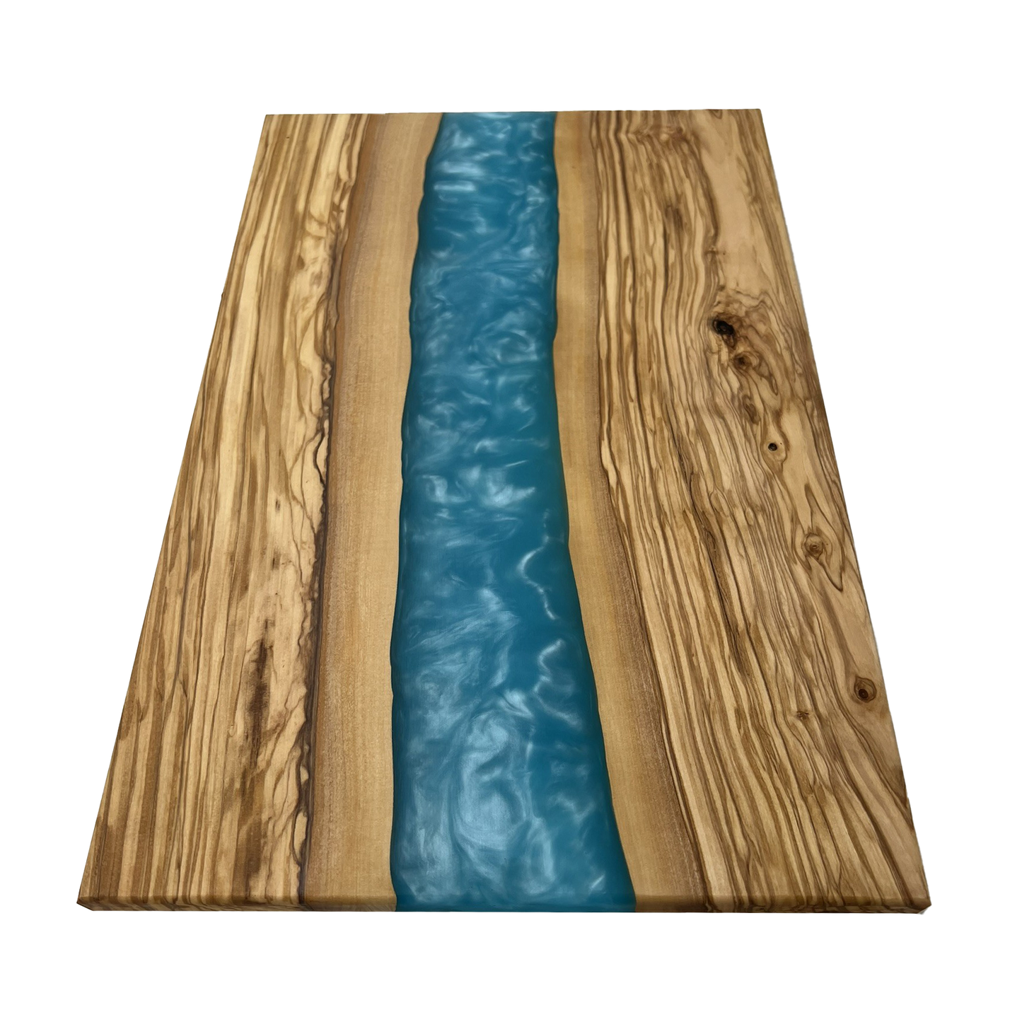 Olive Wood Epoxy Cutting Board (Electric Blue)