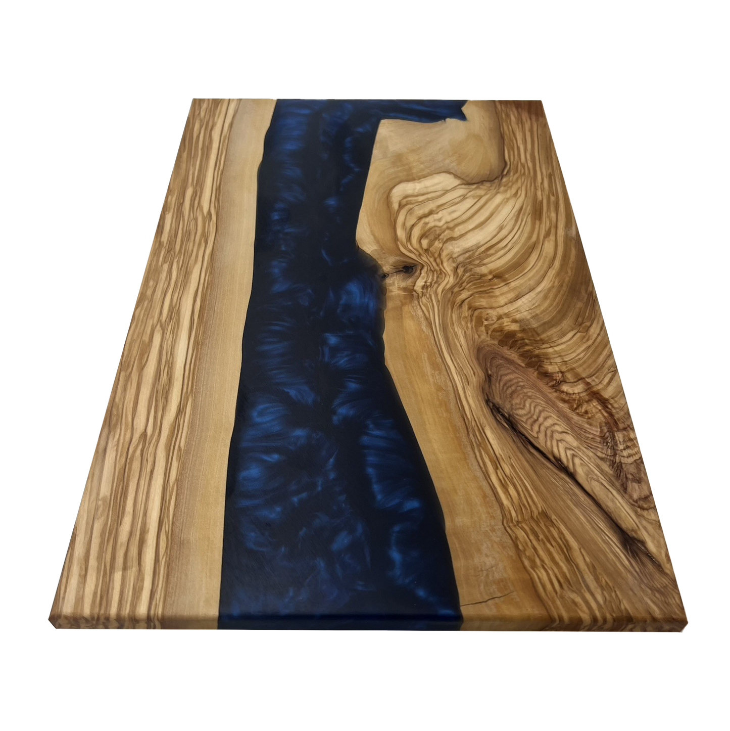 Olive Wood Epoxy Cutting Board (Pacific Blue)