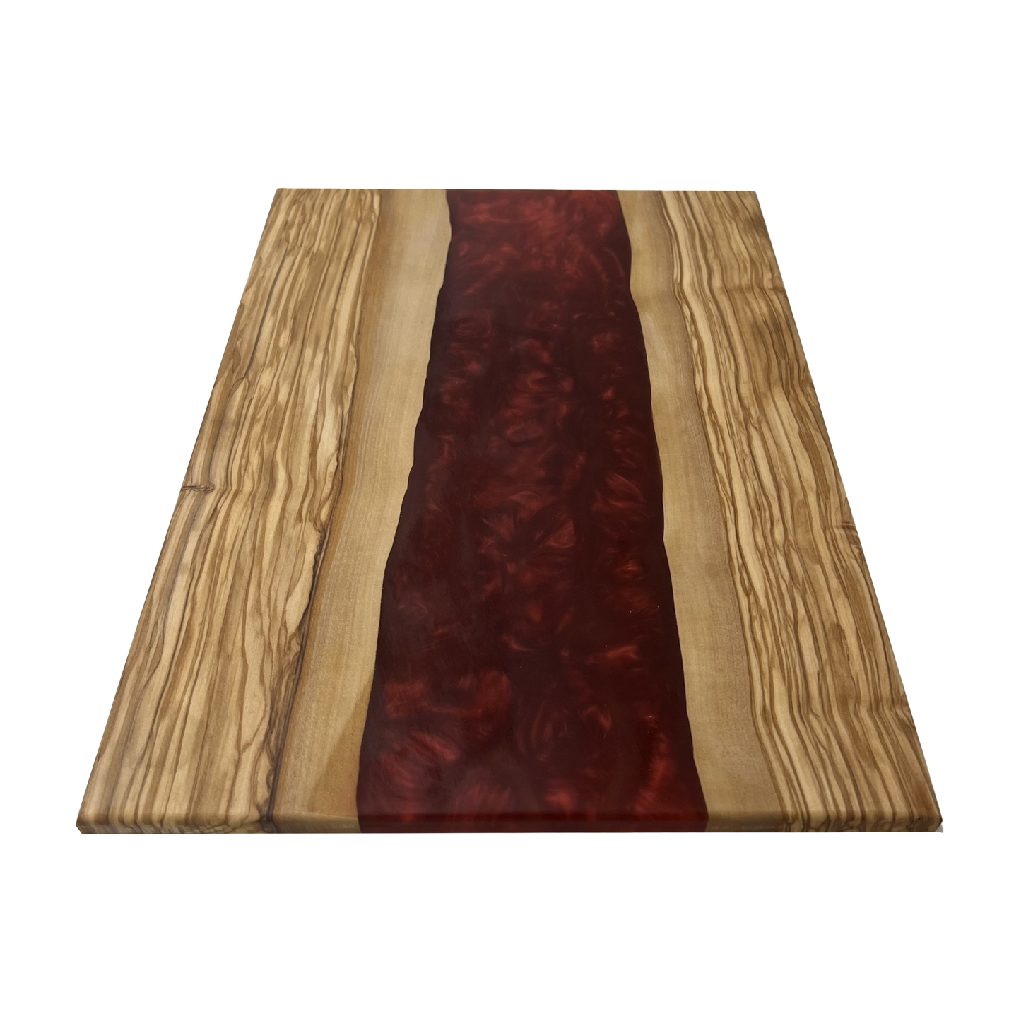 Olive Wood Epoxy Cutting Board (Scarlet)