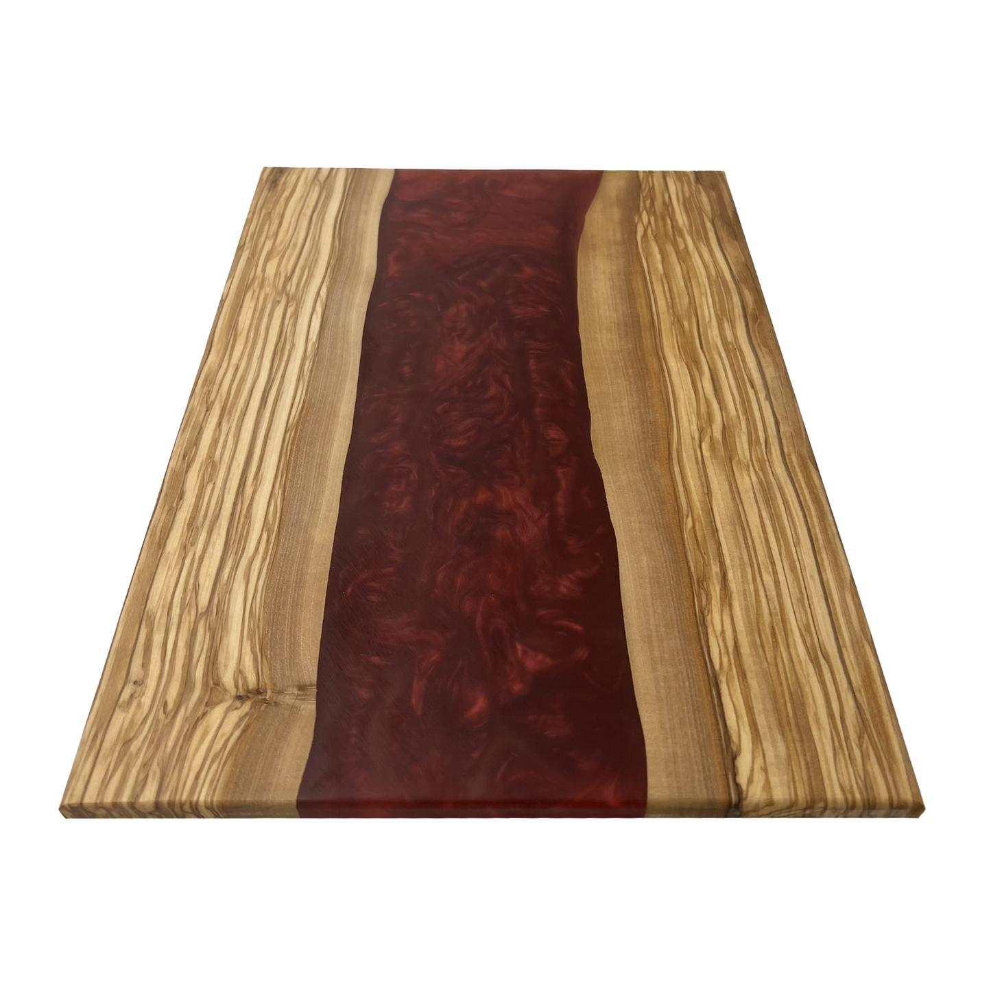 Olive Wood Epoxy Cutting Board (Scarlet)