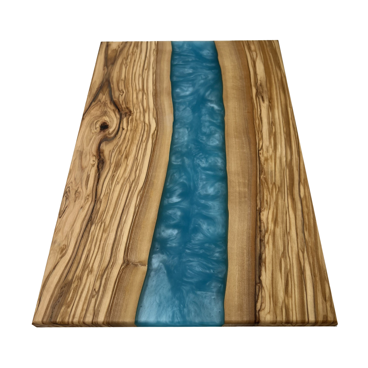 Olive Wood Epoxy Cutting Board (Electric Blue)