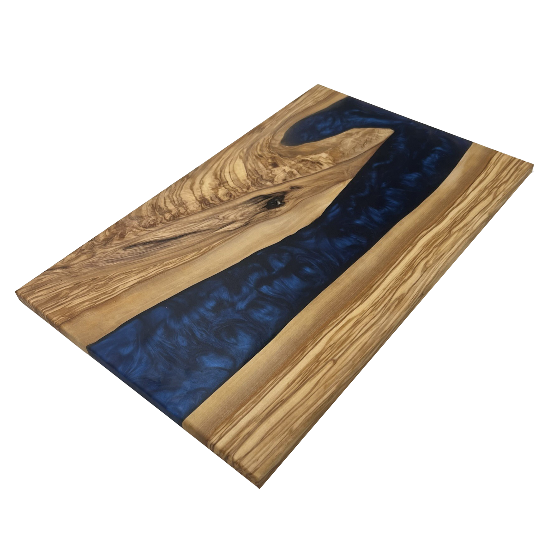 Olive Wood Epoxy Cutting Board (Pacific Blue)