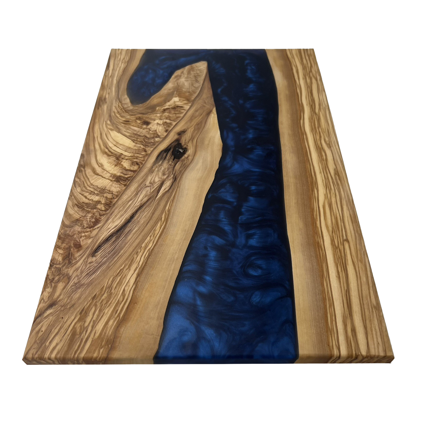 Olive Wood Epoxy Cutting Board (Pacific Blue)