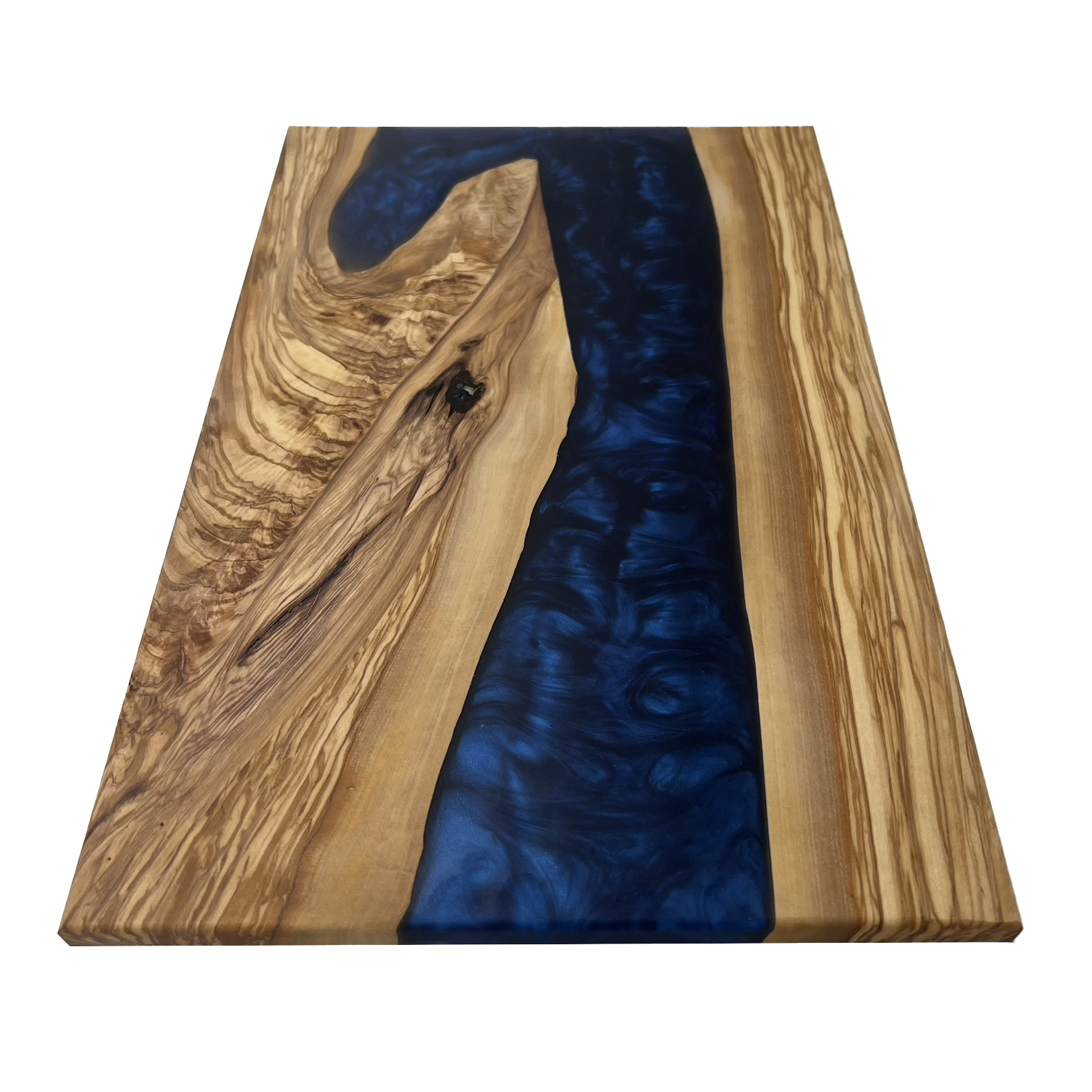 Olive Wood Epoxy Cutting Board (Pacific Blue)