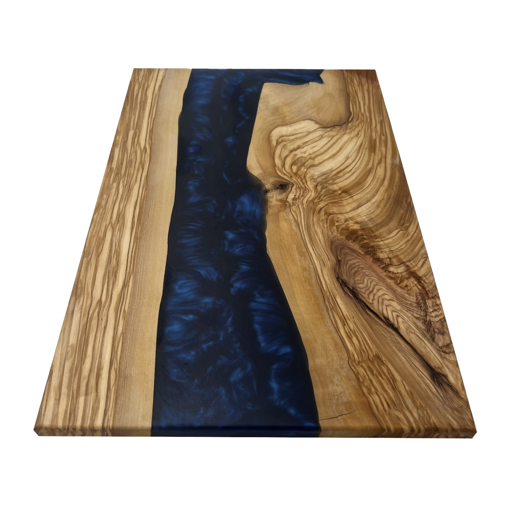 Olive Wood Epoxy Cutting Board (Pacific Blue)