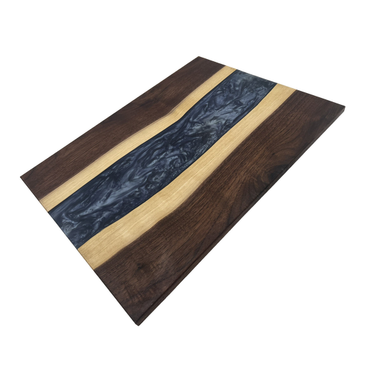Walnut Epoxy Cutting Board (Navy and White)